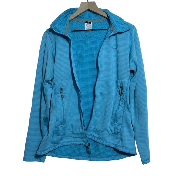 Patagonia R1 Jacket Womens Large Blue Grid Fleece Full Zip Lightweight Hiking - Picture 10 of 16
